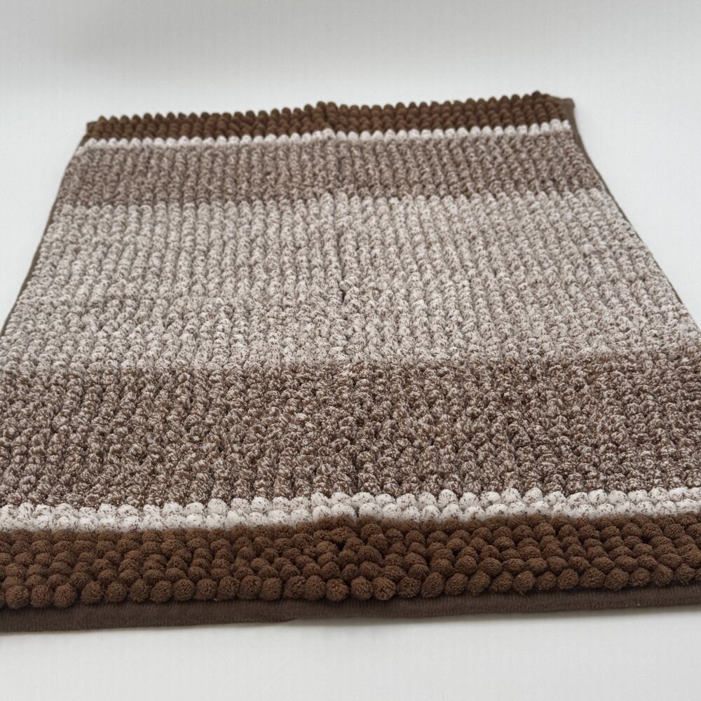 Subrtex Home Decor Bath Mat 24x15 Brown White Textured Bathroom Rug 24 x 15 NWOT